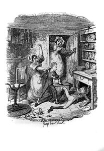 Ilustración para "Oliver Twist" (Olivier) de Charles Dickens (1812-1870), por George Cruikshank (1792-1878)