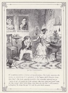 Ilustración para El Libro del Soltero, o El Progreso del Sr. Lambkin (Gent) de George Cruikshank
