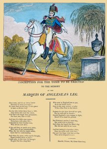Inscripción para la tumba en memoria de la pierna del Marqués de Anglesea, publicada por R. Harrild, c.1815 de George Cruikshank