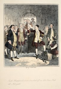 Los grilletes de Jack Sheppard son quitados en el Salón de Piedra en Newgate, ilustración de Jack Sheppard: Una Novela de William Harrison Ainsworth, publicada en 1839 de George Cruikshank