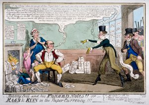 Johnny Bull y sus notas falsificadas!!! de George Cruikshank