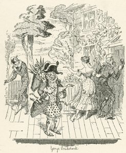 Joseph Grimaldi en Harlequinade de George Cruikshank
