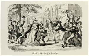 Junio - Striking a Balance de los grabados en acero de George Cruikshank a The Comic Almanacks: 1835-1853