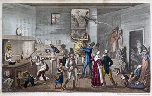 El Café del Infierno en Life in Paris de David Carey, Londres de George Cruikshank