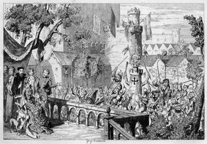 Mascarada en el jardín del palacio de la Torre de Londres de George Cruikshank