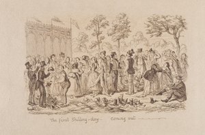 La Gran Exposición de Mayhew de 1851: El Primer Día de Chelín - Saliendo de George Cruikshank