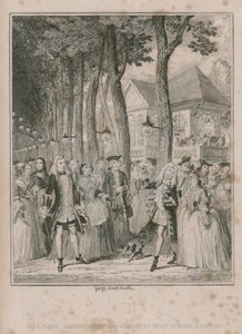 El Sr. Cripps encontrándose con su madre en los Jardines de Mary-le-bone de George Cruikshank