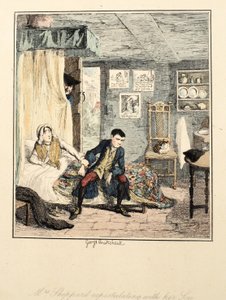 La señora Sheppard reprochando a su hijo, ilustración de Jack Sheppard: Una Novela de William Harrison Ainsworth, publicada 1839 de George Cruikshank