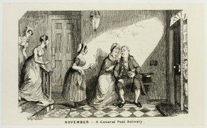 Noviembre - Una entrega postal general en oposición de los grabados en acero de George Cruikshank a The Comic Almanacks: 1835-1853 de George Cruikshank