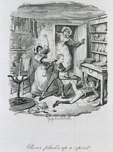 Oliver se arma de valor, 1837 de George Cruikshank