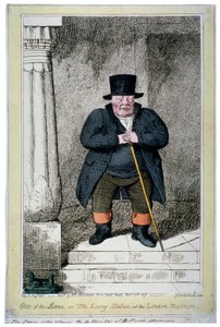 Uno de los leones - o la estatua viviente en el Museo de Londres, 1817 de George Cruikshank