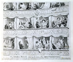 Palcos de ópera durante la época de la Gran Exposición, c.1851 de George Cruikshank