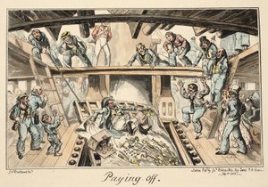 Pagando, de Greenwich Hospital, una Serie de Bocetos Navales, Descriptivos de la Vida de un Hombre de Guerra, pub. 1826