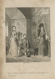La reina María sorprendiendo a Courtenay y la princesa Isabel de George Cruikshank
