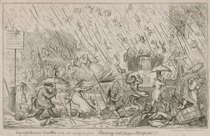Lloviendo Gatos, Perros y Horquillas de George Cruikshank