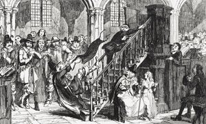 Reverendo Holdenough durante un servicio, ilustración de 
