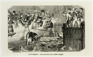 Septiembre - Over-Boarded and Under-Lodged de los grabados en acero de George Cruikshank a The Comic Almanacks: 1835-1853