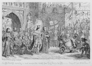 Sir John Falstaff recibiendo una reprimenda inesperada del Rey Enrique V de George Cruikshank
