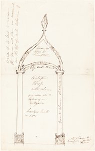 Boceto de un receso octagonal con columnas