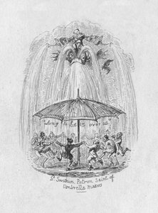 San Swithin, patrón de los fabricantes de paraguas, 1829 de George Cruikshank