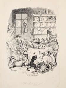 El gato lo hizo, de La mayor plaga de la vida, pub. 1847 de George Cruikshank