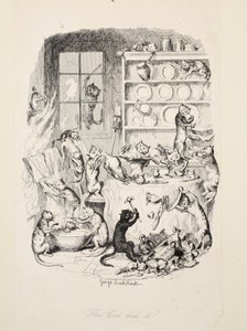 El Gato lo Hizo, de La Mayor Plaga de la Vida, pub. 1847 de George Cruikshank
