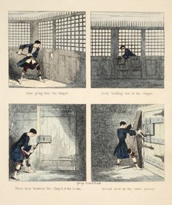 La Fuga No. 2, ilustración de Jack Sheppard: Una Novela por William Harrison Ainsworth, pub. 1839 de George Cruikshank