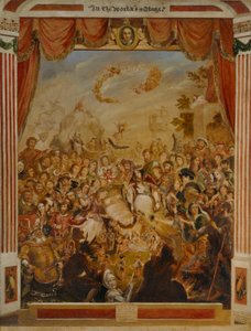 La primera aparición de William Shakespeare (1564-1616) en el escenario del Globe con parte de su compañía dramática en 1564 de George Cruikshank