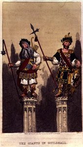 Los Gigantes en Guildhall, pub. c.1824 de George Cruikshank