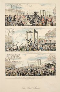 La última escena, ilustración de "Jack Sheppard: A Romance" de William Harrison Ainsworth, publicado en 1839 (grabado coloreado a mano) de George Cruikshank
