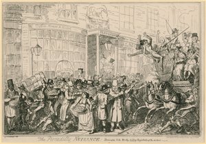 La molestia de Piccadilly: dedicado a los dignos magistrados actuantes del distrito de George Cruikshank