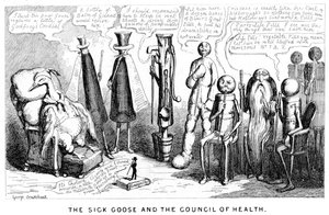 El ganso enfermo y el consejo de salud, siglo XIX de George Cruikshank