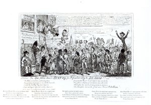 El Orador de Spa Fields Cazando Popularidad para Hacer el Bien!!, pub. por J. Sidebotham, 1817 de George Cruikshank