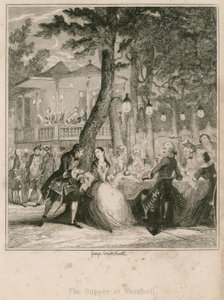 La cena en los jardines de Vauxhall, Londres de George Cruikshank