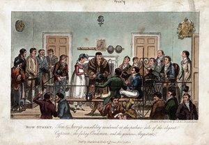 Tom y Jerry como observadores en el Tribunal de Magistrados de Bow Street, Londres, 1821 de George Cruikshank