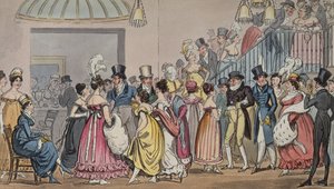 Tom y Jerry en el salón de Covent Garden, de La vida en Londres por Pierce Egan, 1821 de George Cruikshank