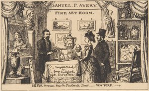 Tarjeta publicitaria para Samuel P. Avery - Sala de bellas artes de George Cruikshank