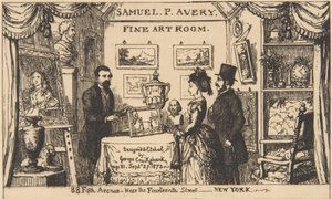 Tarjeta comercial para Samuel P. Avery--Sala de arte fino de George Cruikshank