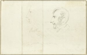 Dos autorretratos de perfil de George Cruikshank