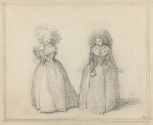 Dos damas conversando, presumiblemente una escena de una obra de teatro de George Dance