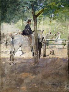 En la fila, c.1890 (acuarela sobre papel) de George Denholm Armour