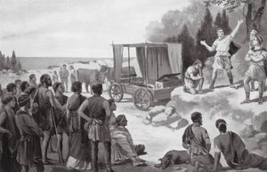 El coche de Tespis (litografía)