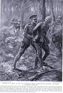 El soldado B R Shiel galardonado con la DCM por capturar a un patrullero alemán en Bélgica en abril de 1915 de George Derville Rowlandson