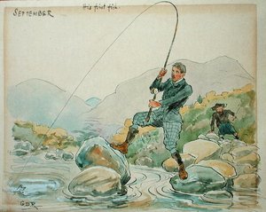 El mes de septiembre: pesca con caña de George Derville Rowlandson
