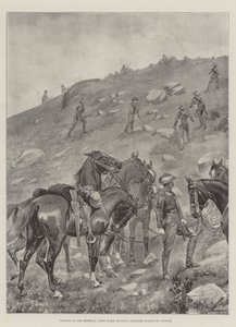 Soldado del Imperial Light Horse sosteniendo caballos durante un ataque de George Derville Rowlandson