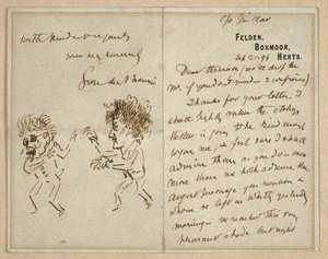 Carta con dibujo de Whistler amenazando a Du Maurier de George du Maurier