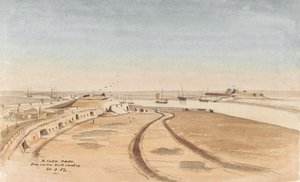 N Fuerte Taku desde el centro sur del caballero, 30.3.62.
 (acuarela) de George E.L.S. Sanford