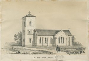Stafford - Iglesia de Cristo: litografía tintada, nd [?mediados del siglo XIX] de George E. Hamilton