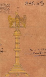 Diseños realizados para Jones y Willis, metalúrgicos y fabricantes de muebles para iglesias de Birmingham y Londres.