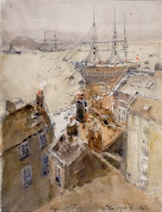 On the Tyne, North Shields (lápiz y acuarela sobre papel (pegado sobre tabla))